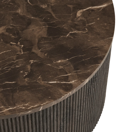 Babette ronde salontafel donkerbruin marmer - Ø 80 x 40 cm afbeelding2 - 1