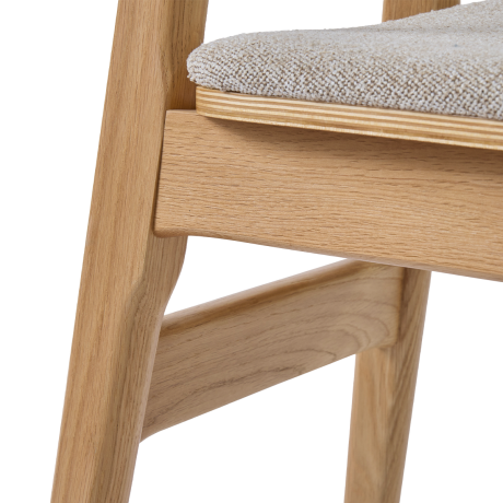 Lana houten eetkamerstoel naturel - met beige stoffen zitting afbeelding2 - 1