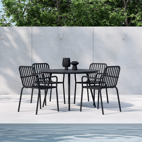 Denzel polywood ronde tuintafel zwart - Ø 120 cm afbeelding2 - 1