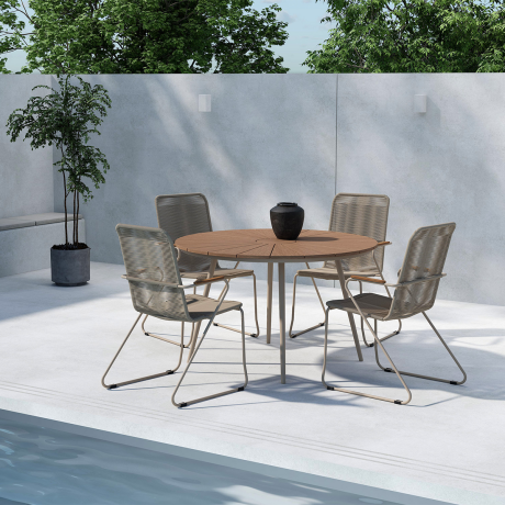 Denzel polywood ronde tuintafel beige - Ø 120 cm afbeelding2 - 1