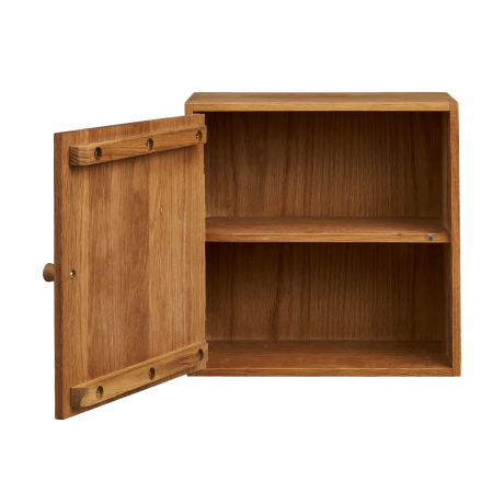 Abigail vierkante eikenhouten dichte wandkast met deur naturel - 30 x 30 cm afbeelding2 - 1