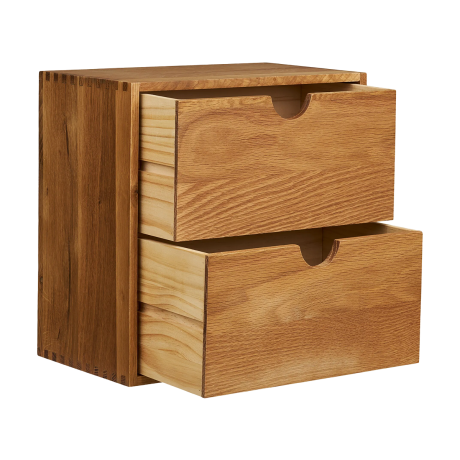 Abigail vierkante eikenhouten wandkast met twee lades- 30 x 30 cm afbeelding2 - 1