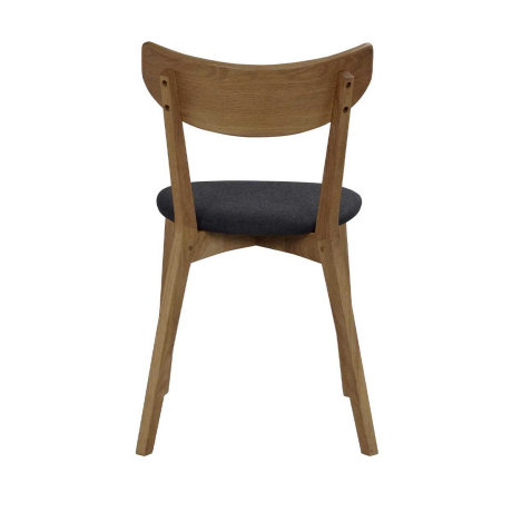 Ami eikenhouten eetkamerstoel naturel - met donkergrijs zitkussen afbeelding2 - 1