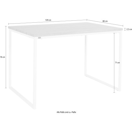 andas Eettafel Hulsig met tafelblad in een hout-look en voelbare structuur, hoogte 76 cm (1 stuk) afbeelding2 - 1