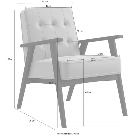 andas Fauteuil Alvared Zigzag vering voor een hoog zitcomfort, naturel massief eiken afbeelding2 - 1