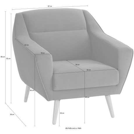 andas Fauteuil Bille met naad in het rugkussen en eikenhouten poten, design by morten georgsen afbeelding2 - 1