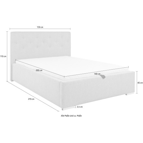 andas Gestoffeerd bed Lerum optioneel met lattenbodem, matras h2 of h3 en bedlade afbeelding2 - 1