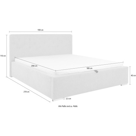 andas Gestoffeerd bed Lerum optioneel met lattenbodem, matras h2 of h3 en bedlade afbeelding2 - 1