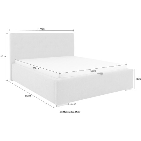 andas Gestoffeerd bed Lerum optioneel met lattenbodem, matras h2 of h3 en bedlade afbeelding2 - 1