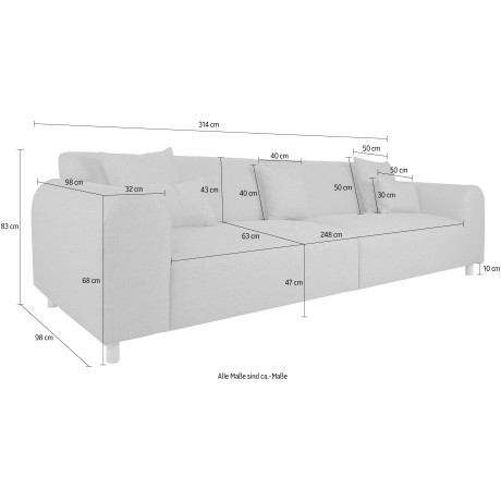 andas Megabank Svennis in 2 stofkwaliteiten, bxdxh: 314x98x83 cm afbeelding2 - 1