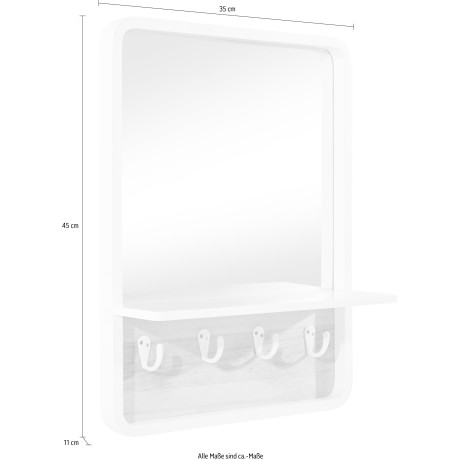 andas Sierspiegel Drammen Wandspiegel, met planchet en 4 metalen haken afbeelding2 - 1