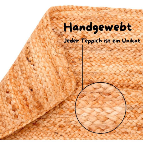 andas Vloerkleed Bjarka gemêleerd, 100% jute, handgeweven, ook als loper en in rond verkrijgbaar afbeelding2 - 1