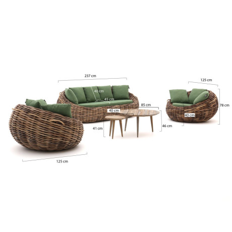 Apple Bee Cocoon/ROUGH-K stoel-bank loungeset 5-delig - Laagste prijsgarantie! afbeelding2 - 1