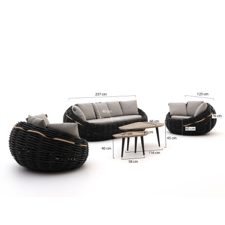 Apple Bee Cocoon/ROUGH-K stoel-bank loungeset 5-delig - Laagste prijsgarantie! afbeelding2 - 1