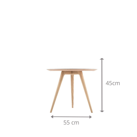 Arp side table houten bijzettafel whitewash - met linoleum tafelblad nero - Ø 55 cm afbeelding2 - 1