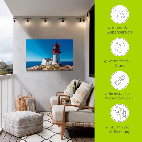 Artland Aluminium dibond print De vuurtoren Lindesnes Fyr in Noorwegen geschikt voor binnen en buiten, buitenafbeelding afbeelding2 - 1