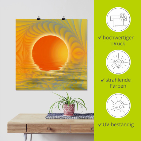 Artland Artprint Abstracte zonsondergang als artprint op linnen, poster in verschillende formaten maten afbeelding2 - 1
