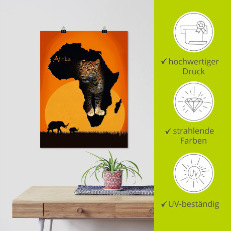 Artland Artprint Afrika het zwarte continent als artprint op linnen, poster, muursticker in verschillende maten afbeelding2 - 1