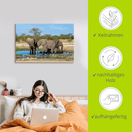 Artland Artprint Afrikaanse olifant EtoshaNationalpark als artprint op linnen, muursticker in verschillende maten afbeelding2 - 1