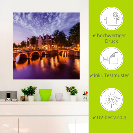 Artland Artprint Amsterdam Keizersgracht Leidsegracht als artprint op linnen, poster, muursticker in verschillende maten afbeelding2 - 1