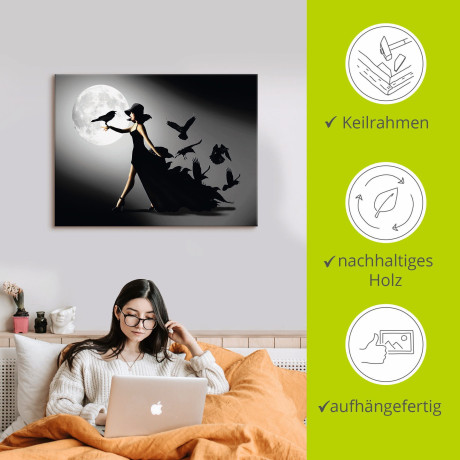 Artland Artprint De vrouw met de raaf als artprint van aluminium, artprint voor buiten, artprint op linnen, poster, muursticker afbeelding2 - 1