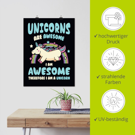 Artland Artprint Eenhoorn quote als poster, muursticker in verschillende maten afbeelding2 - 1