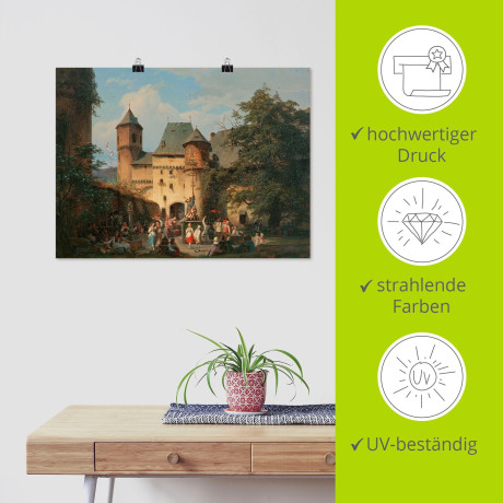 Artland Artprint Feestelijk tafereel op het voorplein van een kasteel als artprint van aluminium, artprint op linnen, muursticker of poster in verschillende maten afbeelding2 - 1