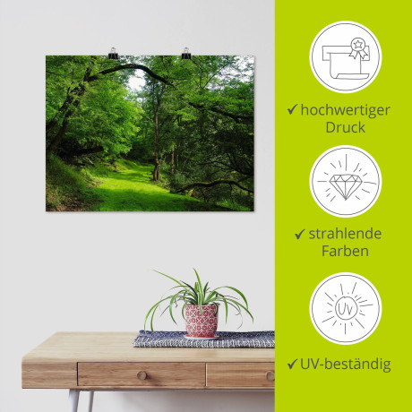 Artland Artprint Groene weg door het bos als artprint op linnen, poster in verschillende formaten maten afbeelding2 - 1