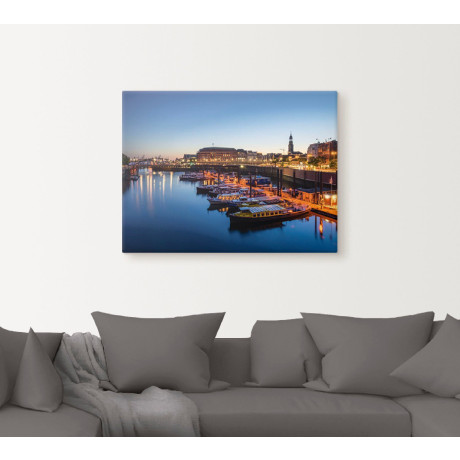 Artland Artprint Hamburg Havenpanorama met Michel als artprint van aluminium, artprint voor buiten, artprint op linnen, poster in verschillende maten. maten afbeelding2 - 1