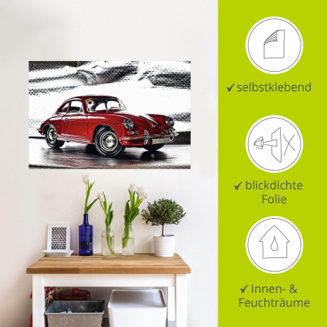 Artland Artprint Klassiek model - de Porsche 356 als artprint van aluminium, artprint voor buiten, artprint op linnen, poster, muursticker afbeelding2 - 1