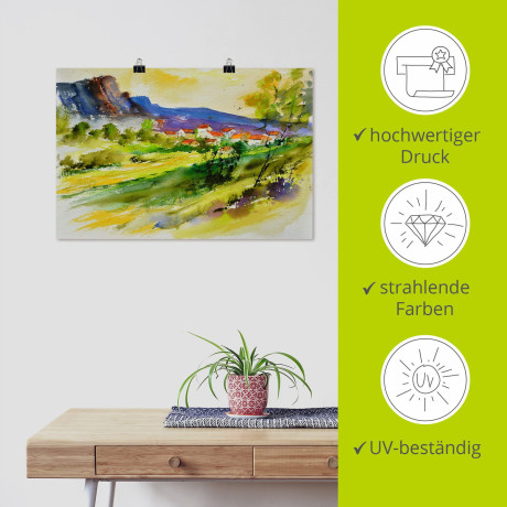 Artland Artprint Landschap en woonhuizen als artprint op linnen, poster in verschillende formaten maten afbeelding2 - 1