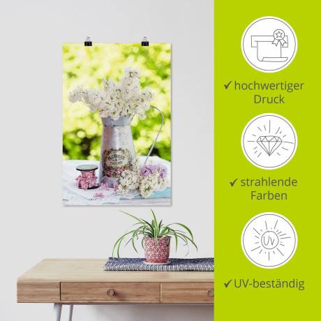 Artland Artprint Lila en shabby chic stilleven als artprint van aluminium, artprint voor buiten, artprint op linnen, poster, muursticker afbeelding2 - 1