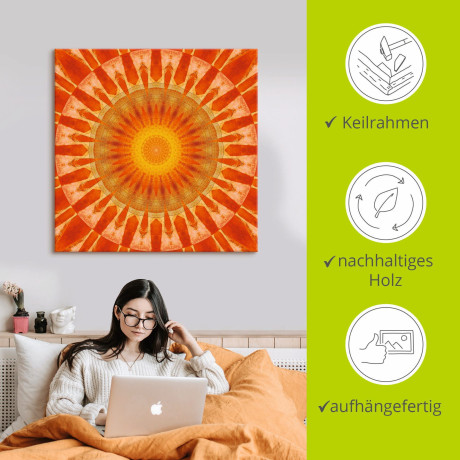 Artland Artprint Mandala zonsondergang als artprint op linnen, poster in verschillende formaten maten afbeelding2 - 1