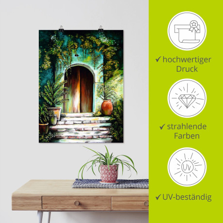 Artland Artprint Mediterraan tuinparadijs als artprint van aluminium, artprint voor buiten, artprint op linnen, poster, muursticker afbeelding2 - 1