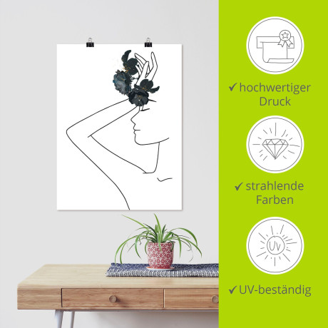 Artland Artprint Modern lineart meisje I als artprint op linnen, poster in verschillende formaten maten afbeelding2 - 1