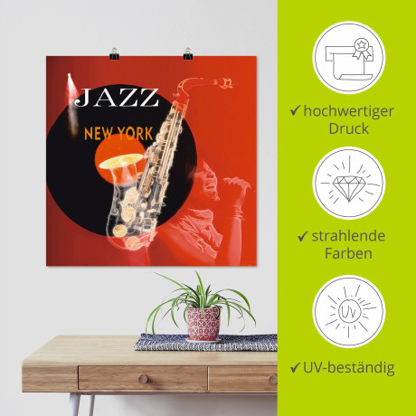 Artland Artprint Muziek abstracte collage als artprint op linnen, poster in verschillende formaten maten afbeelding2 - 1