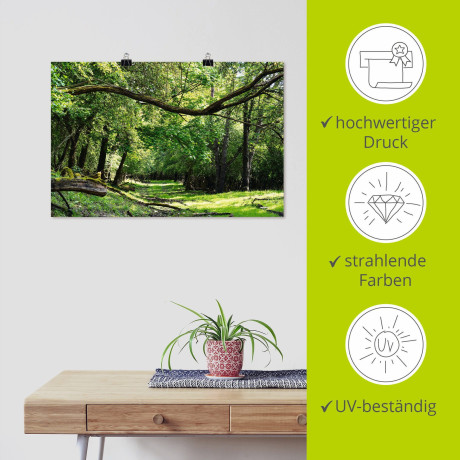 Artland Artprint Op de groene weg door het groene bos als artprint van aluminium, artprint voor buiten, artprint op linnen, poster in verschillende maten. maten afbeelding2 - 1