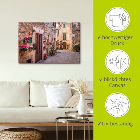 Artland Artprint op linnen Steeg in de oude stad in Valldemossa, Mallorca afbeelding2 - 1