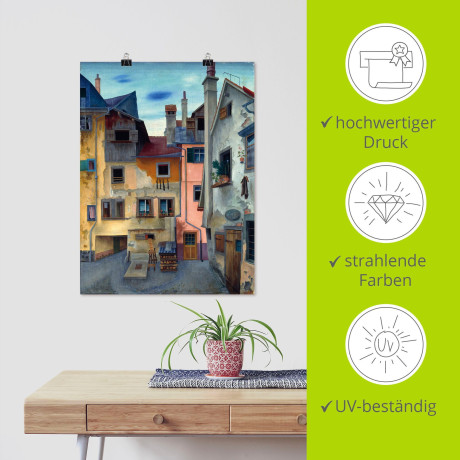 Artland Artprint Oude huizen in Lindau als artprint op linnen, poster in verschillende formaten maten afbeelding2 - 1