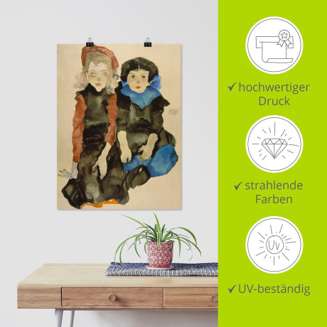 Artland Artprint Twee kleine meisjes. 1911 als artprint van aluminium, artprint op linnen, muursticker of poster in verschillende maten afbeelding2 - 1