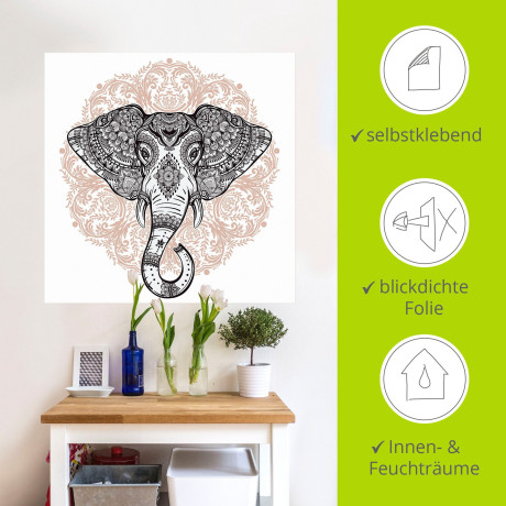 Artland Artprint Vintage mandala olifant als artprint op linnen, poster, muursticker in verschillende maten afbeelding2 - 1