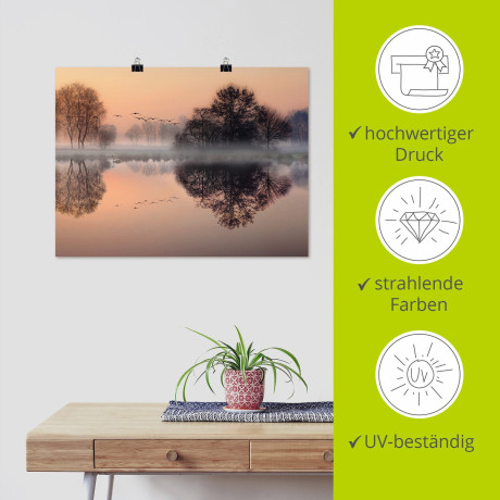 Artland Artprint Vroege ochtend aan het meer.... als artprint op linnen, poster, muursticker in verschillende maten afbeelding2 - 1