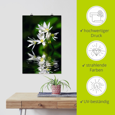 Artland Artprint Wildeknoflookbloemen met waterspiegeling als artprint op linnen, poster in verschillende formaten maten afbeelding2 - 1