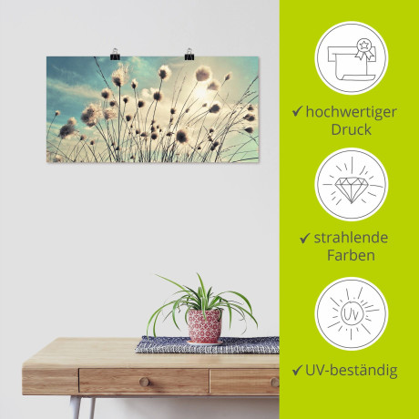 Artland Artprint Wolgras als artprint van aluminium, artprint voor buiten, artprint op linnen, poster, muursticker afbeelding2 - 1