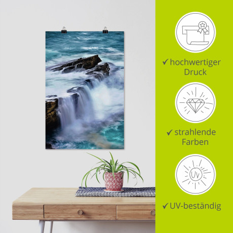 Artland Poster Atlantische branding in Noord-Spanje als artprint van aluminium, artprint op linnen, muursticker of poster in verschillende maten afbeelding2 - 1