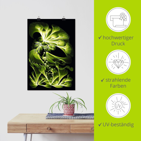 Artland Poster Groene tuinfee als artprint van aluminium, artprint op linnen, muursticker of poster in verschillende maten afbeelding2 - 1