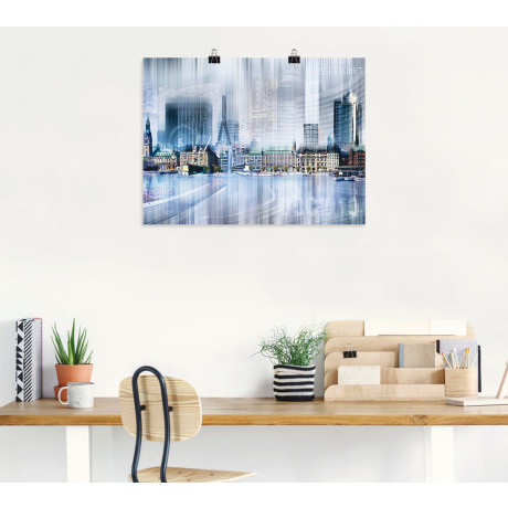 Artland Poster Hamburg Skyline collage I als artprint op linnen, muursticker of poster in verschillende maten afbeelding2 - 1