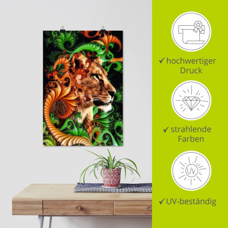 Artland Poster In de jungle als artprint van aluminium, artprint op linnen, muursticker of poster in verschillende maten afbeelding2 - 1