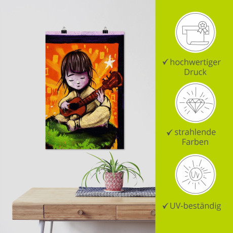 Artland Poster Jongen met gitaar - graffiti als artprint van aluminium, artprint op linnen, muursticker of poster in verschillende maten afbeelding2 - 1