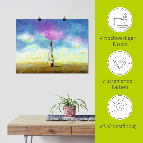 Artland Poster Rozerode wolk 1 als artprint op linnen, muursticker of poster in verschillende maten afbeelding2 - 1